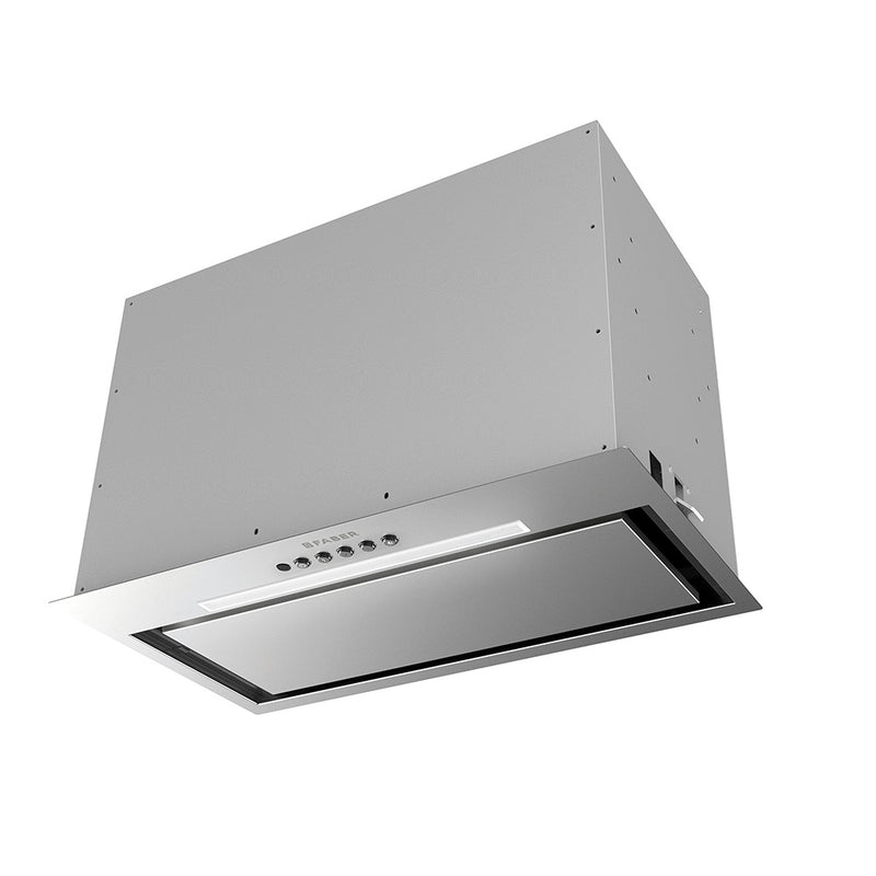 faber inca lux stainless steel insert kitchen range hood with buttons, perimeter aspiration and led bar light silo image