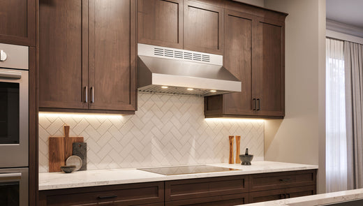 Faber Breva Pro range hood in a traditional kitchen. 