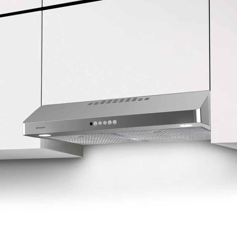 Faber Levante 2 Stainless steel range hood mounted on a white wall